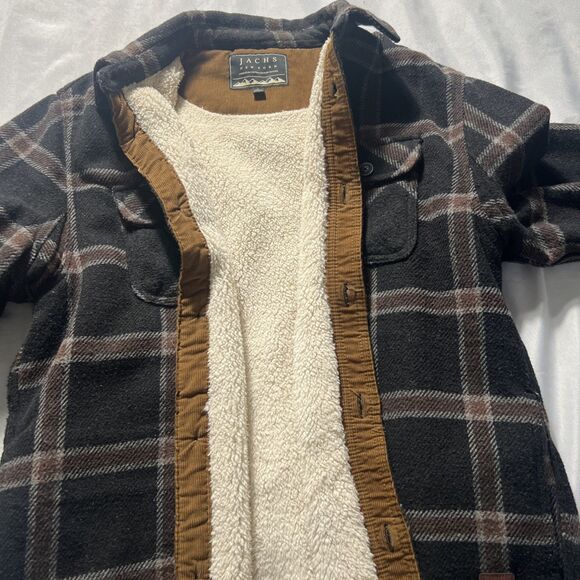 Jachs New York Shirt Jacket Mens Large Button Up Flannel Sherpa Wool Blend - Picture 12 of 13